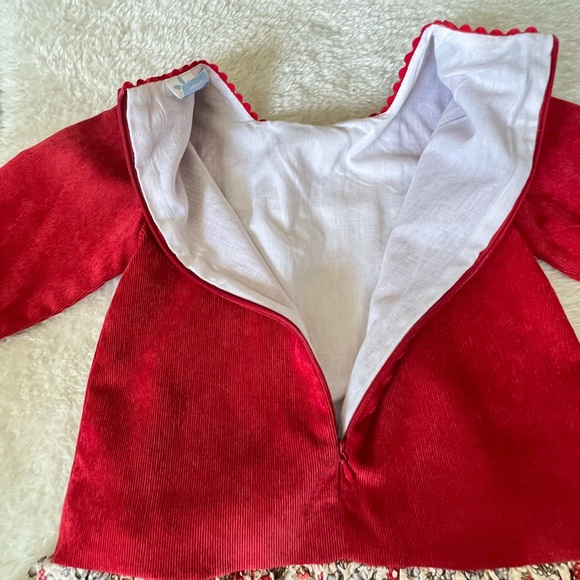 Sardon Girl’s Floral & Red Corduroy Autumn Party  Dress Sz 4Yrs - Picture 6 of 10